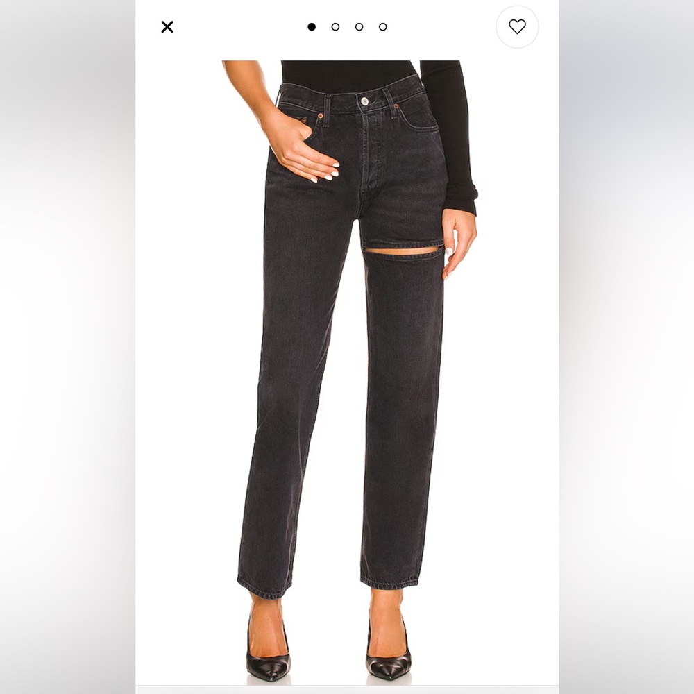 Agolde thigh slit jeans in white. Size: 23